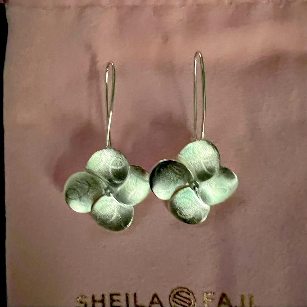 SILVER Sheila Fajl Flowers on fishhook in silver. Excellent condition.